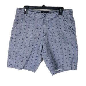 Public Record 8" Shorts Mens 32 (34) Regular Fit Blue Anchor Print Nautical